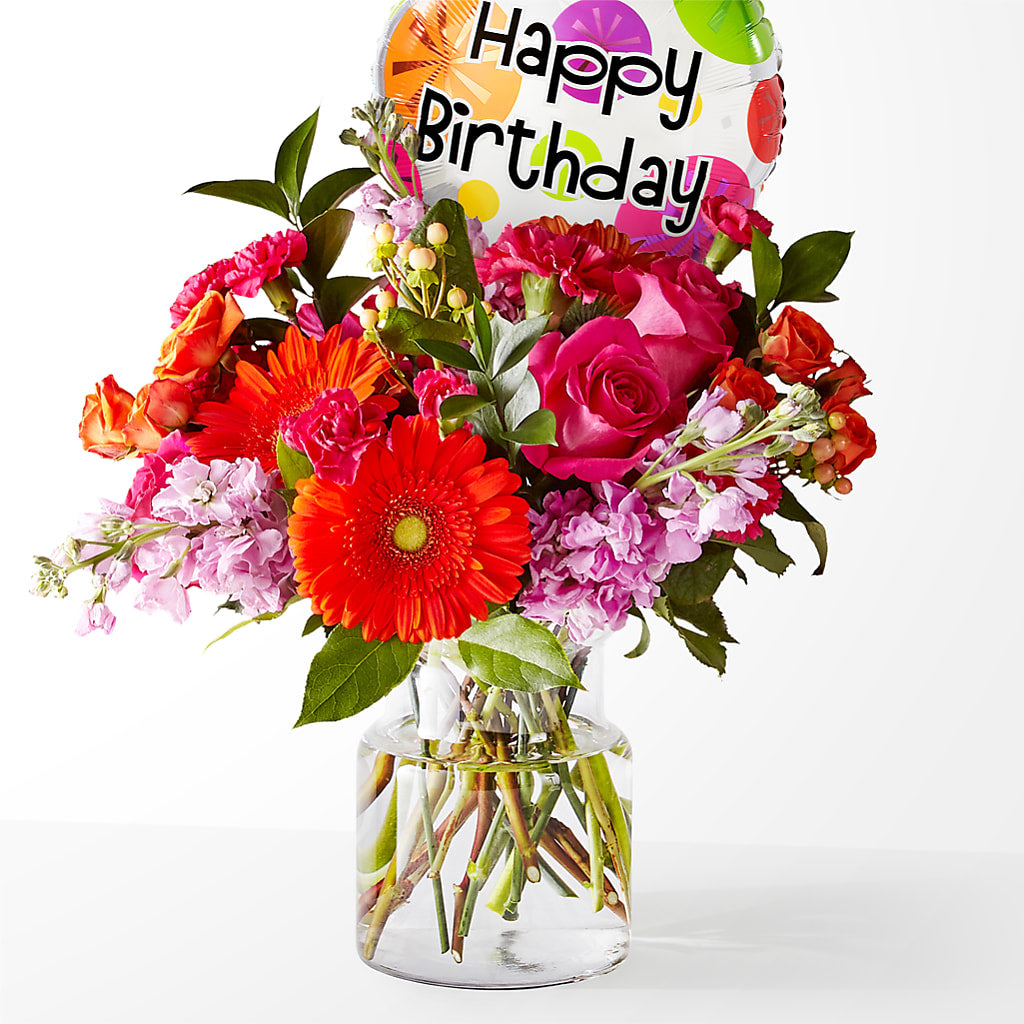 Fiesta Bouquet with Birthday Balloon – TAMMIE'S COUNTRY FLORIST, Hurlock MD