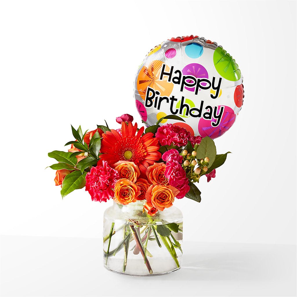 Fiesta Bouquet with Birthday Balloon – TAMMIE'S COUNTRY FLORIST, Hurlock MD