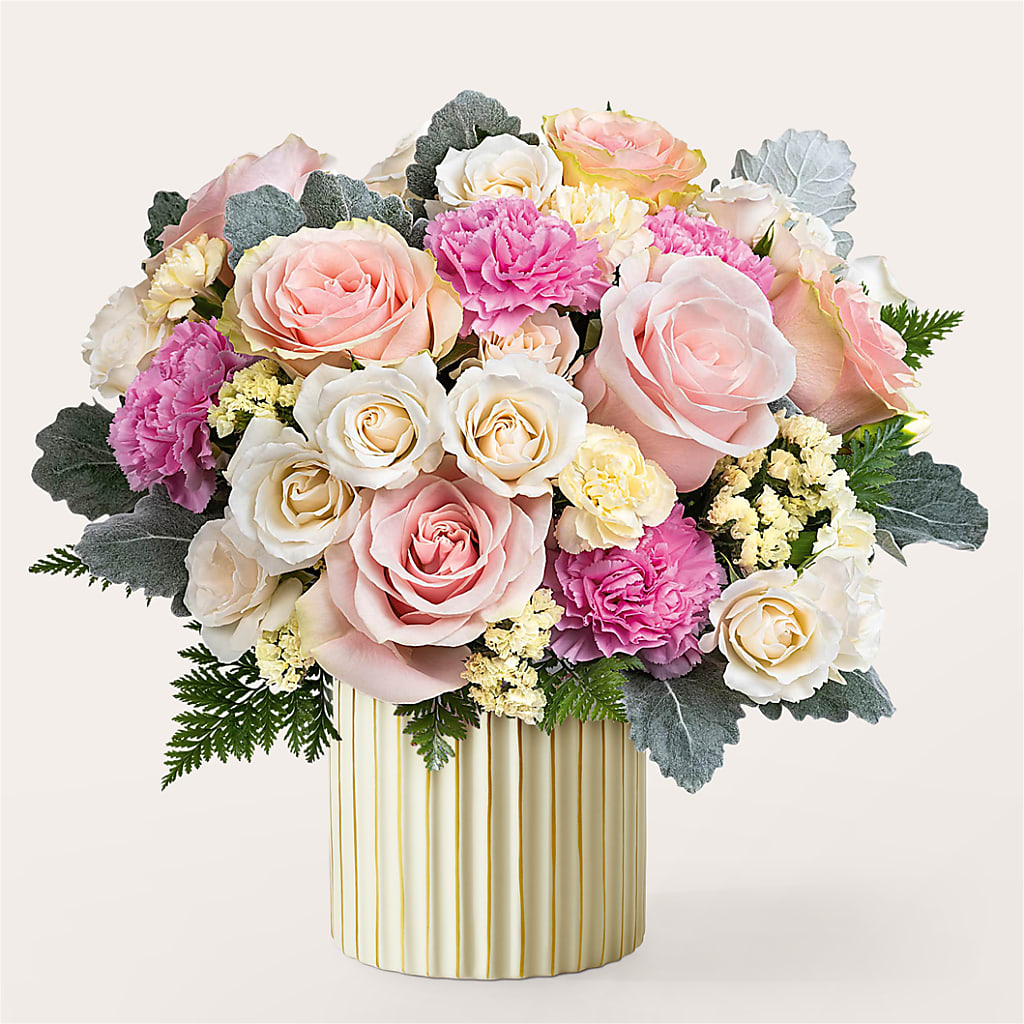 Blissful Moments Bouquet with Ivory Vase – TAMMIE'S COUNTRY FLORIST, Hurlock MD