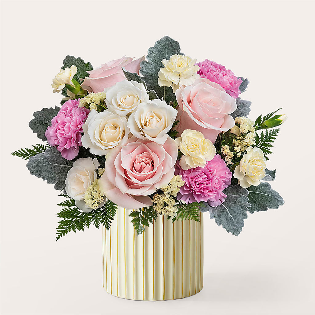 Blissful Moments Bouquet with Ivory Vase – TAMMIE'S COUNTRY FLORIST, Hurlock MD
