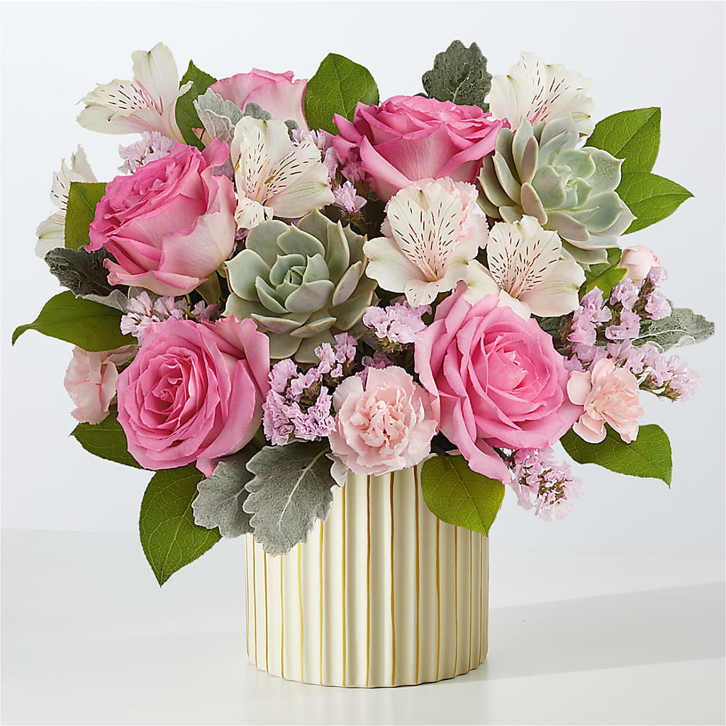 Dusty Rose Bouquet with Ivory Vase – TAMMIE'S COUNTRY FLORIST, Hurlock MD