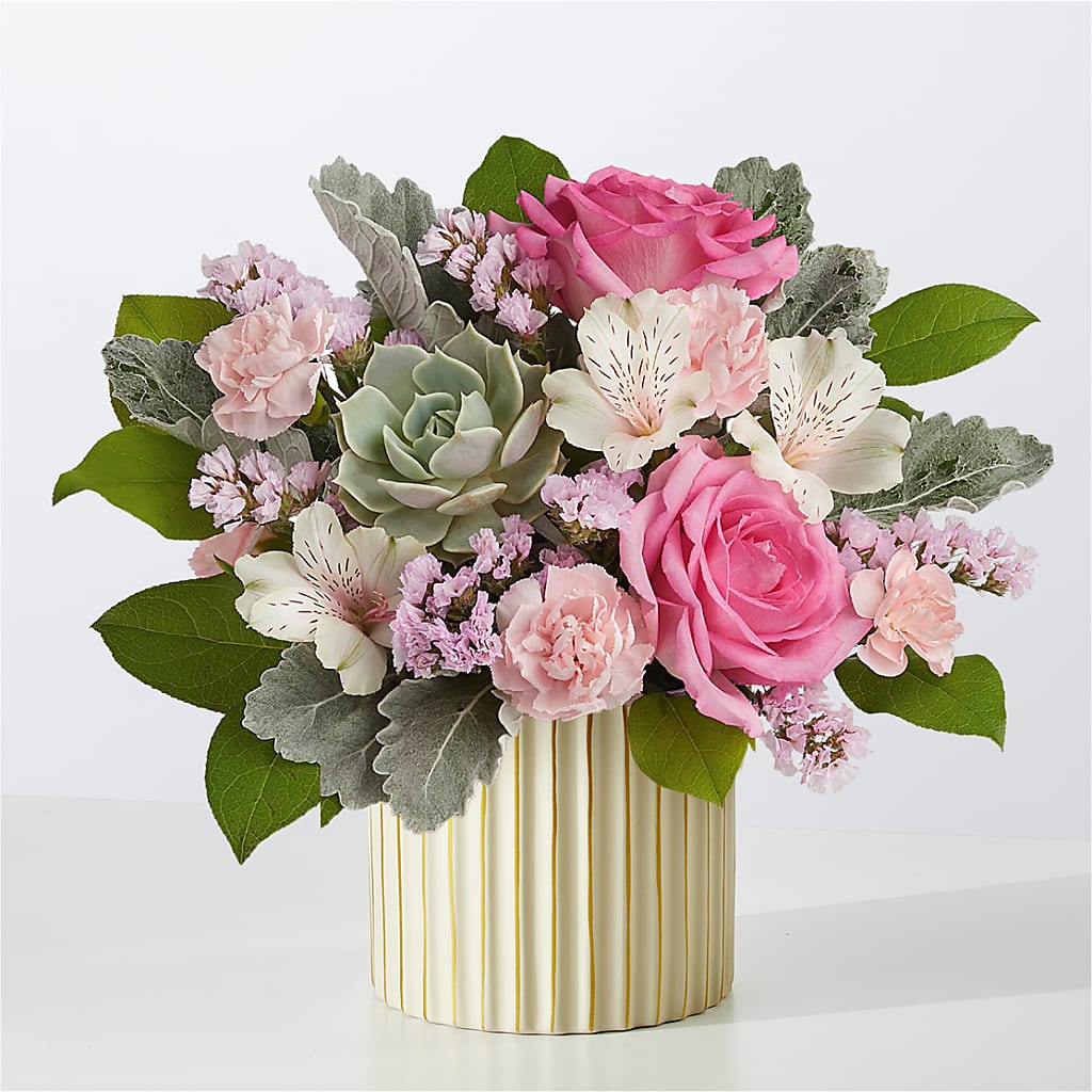 Dusty Rose Bouquet with Ivory Vase – TAMMIE'S COUNTRY FLORIST, Hurlock MD