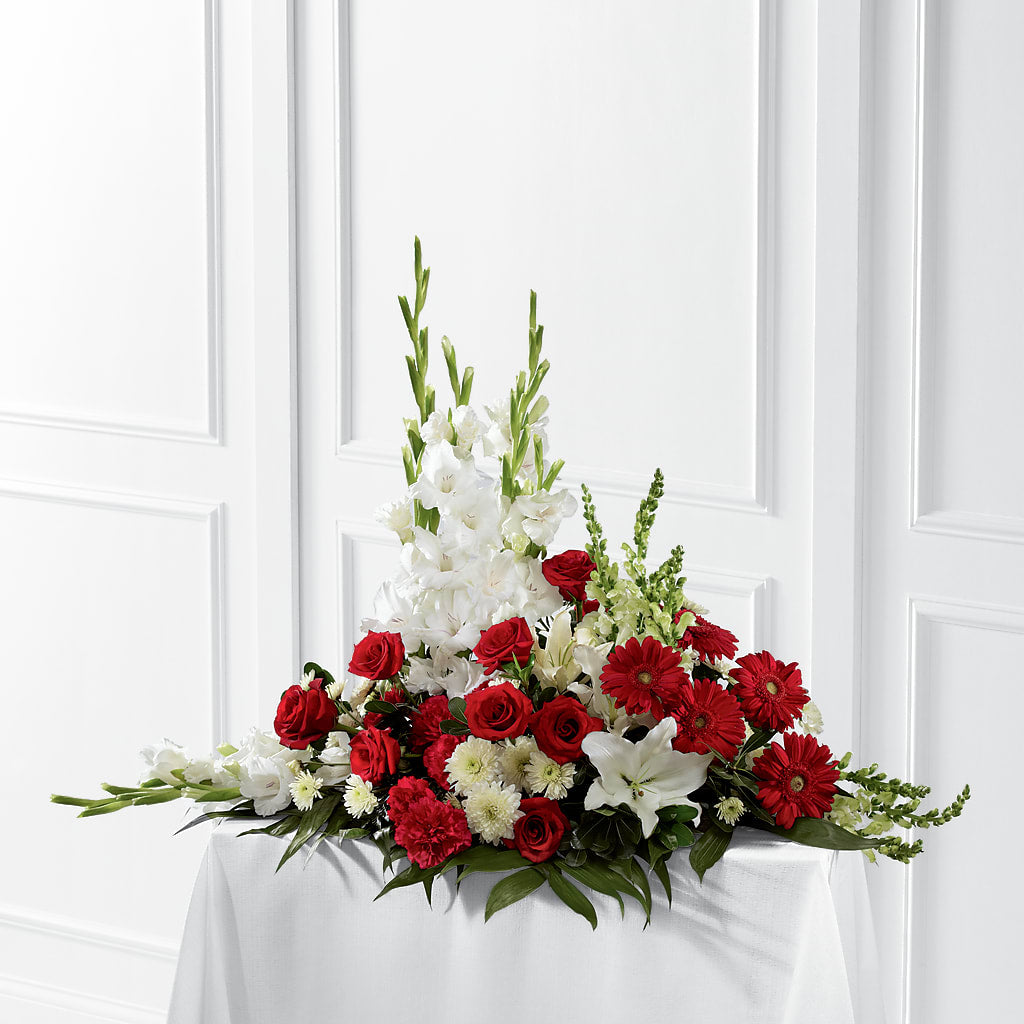 Crimson & White Arrangement – TAMMIE'S COUNTRY FLORIST, Hurlock MD