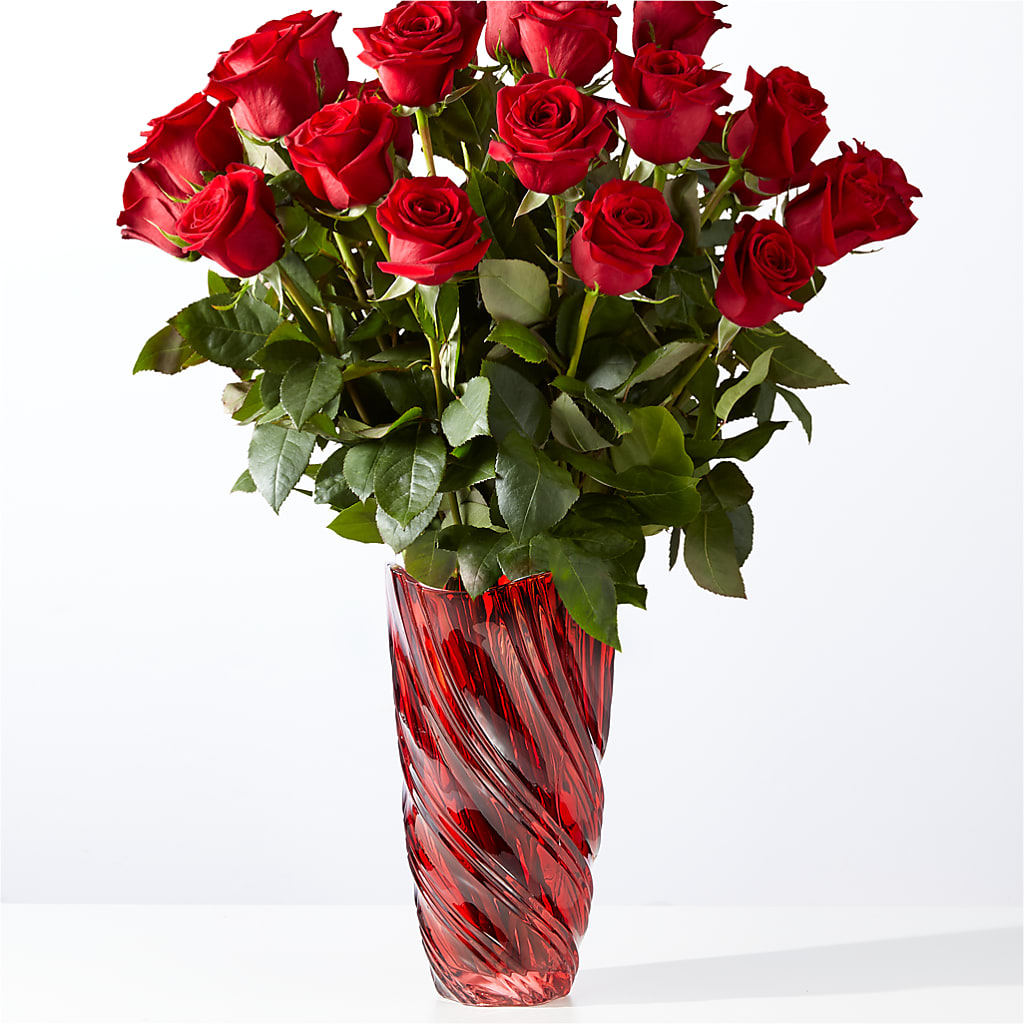 Classic Love Red Rose Bouquet with Luxe Swirl Vase – TAMMIE'S COUNTRY FLORIST, Hurlock MD