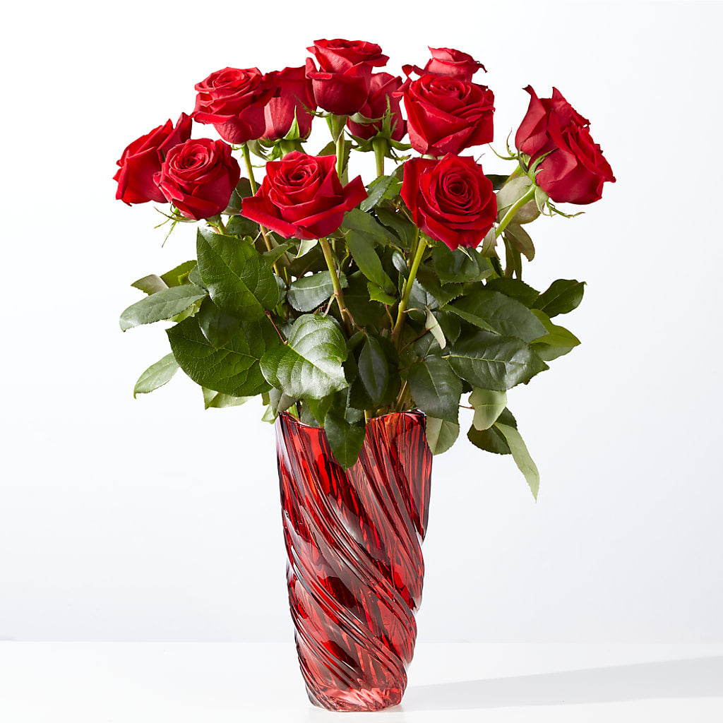 Classic Love Red Rose Bouquet with Luxe Swirl Vase – TAMMIE'S COUNTRY FLORIST, Hurlock MD