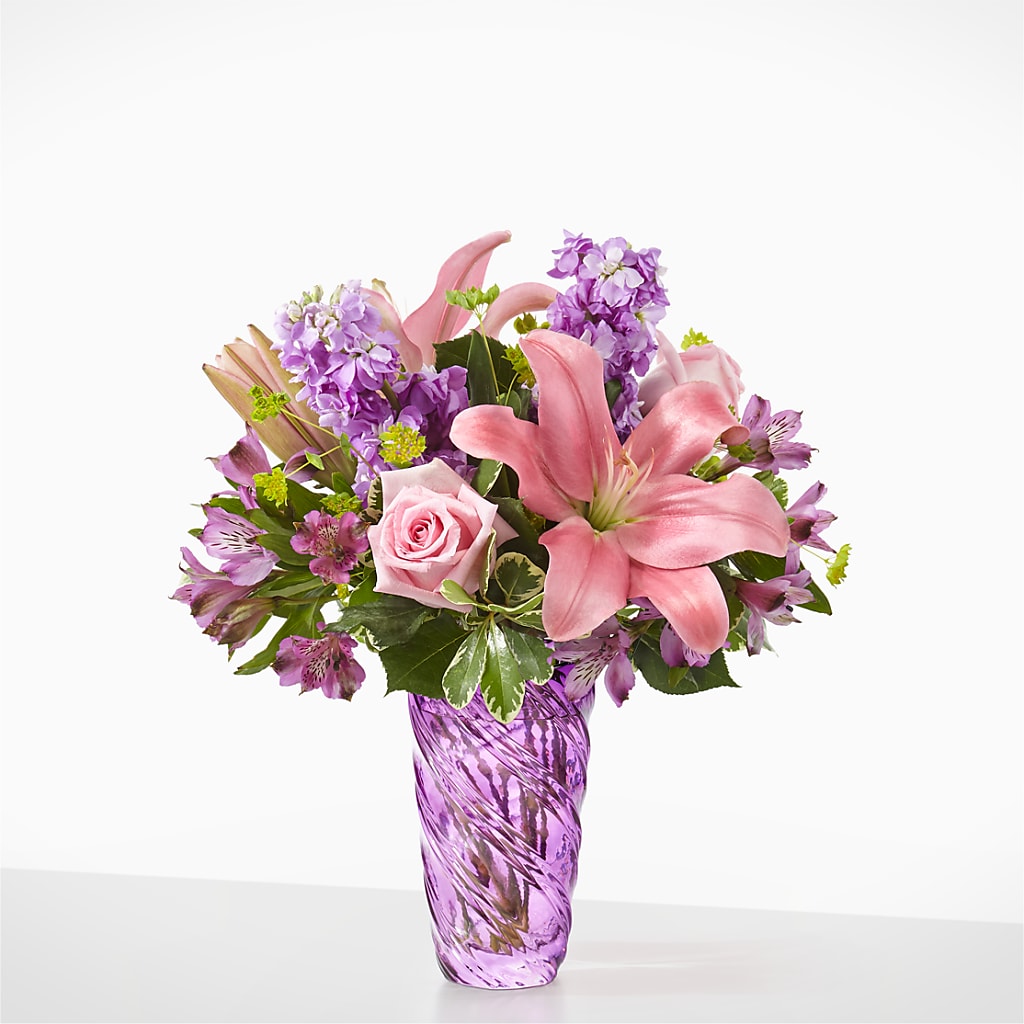 Precious Petals Bouquet with Luxe Swirl Vase – TAMMIE'S COUNTRY FLORIST, Hurlock MD