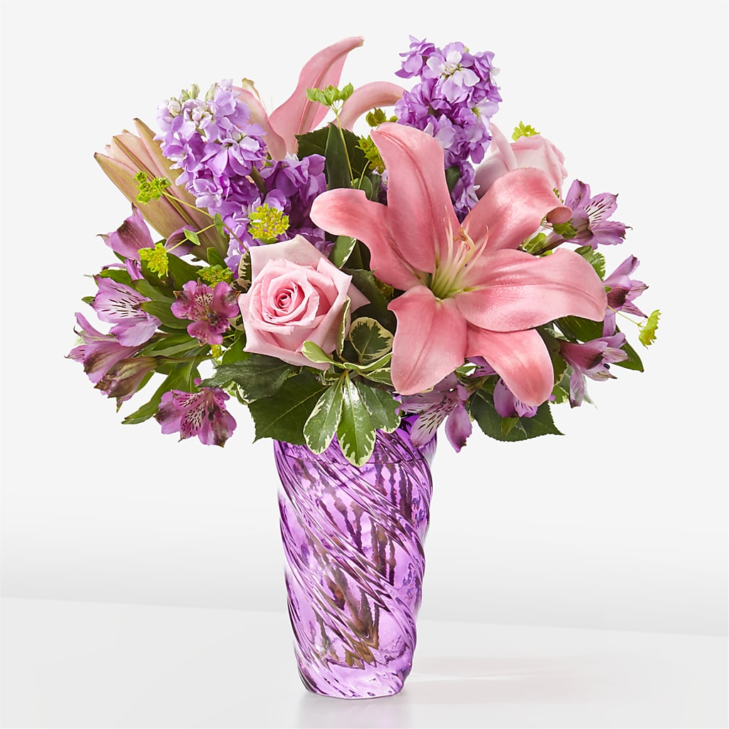 Precious Petals Bouquet with Luxe Swirl Vase – TAMMIE'S COUNTRY FLORIST, Hurlock MD