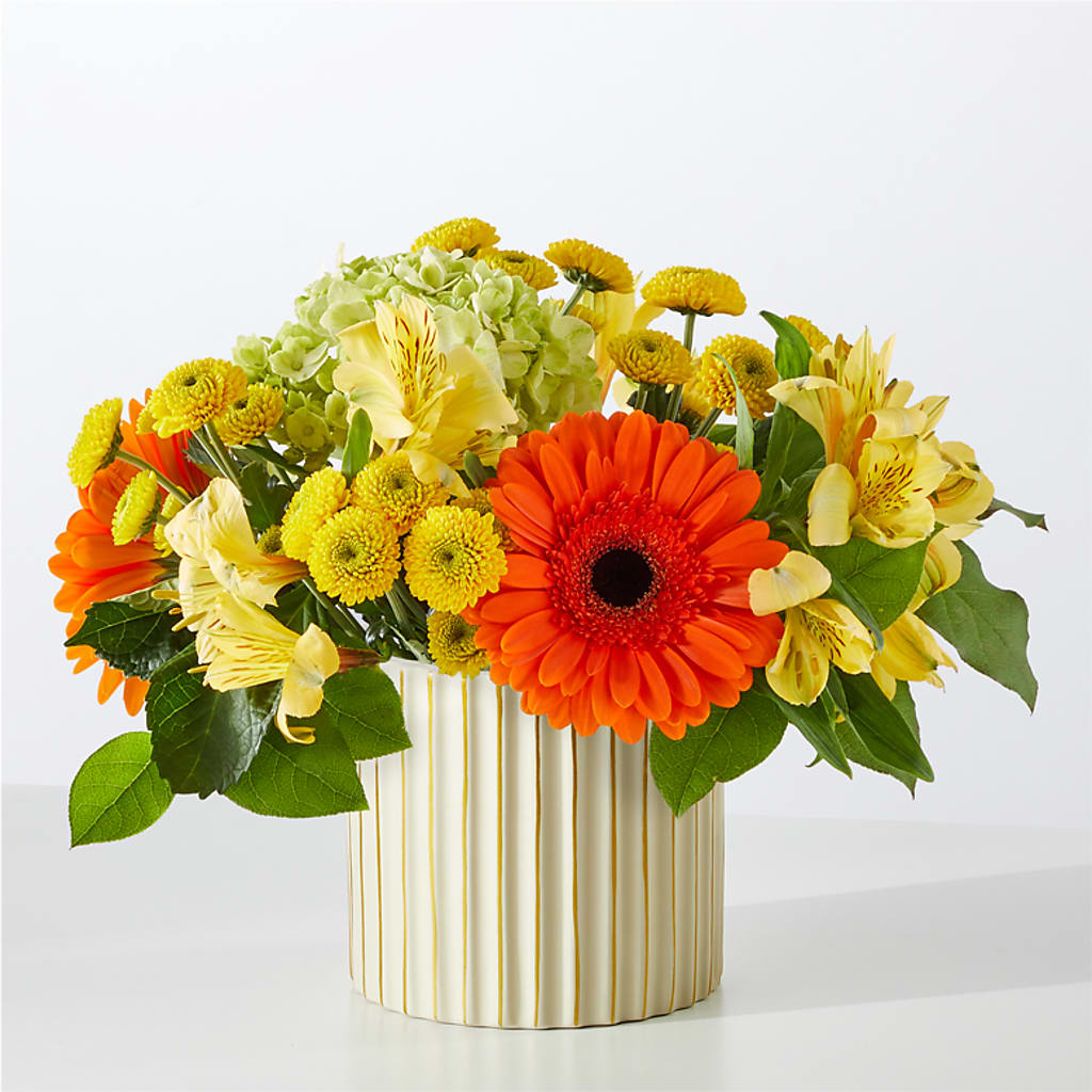 Autumn Sunshine Bouquet with Ivory Vase – TAMMIE'S COUNTRY FLORIST, Hurlock MD